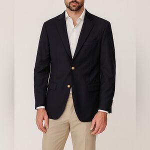 Brooks Brothers Madison Black Wool Blazer Jacket Men’s Size 44L Gold Buttons